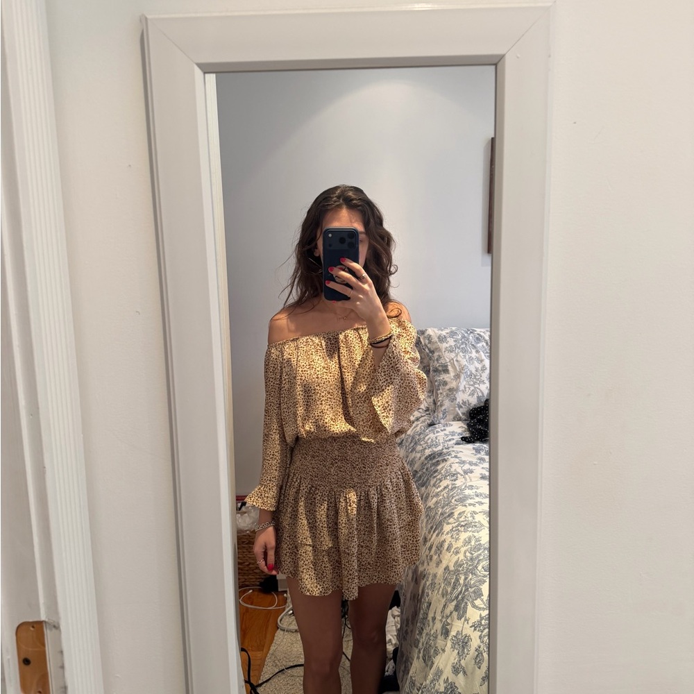 Promesa Off-Shoulder Tan Romper